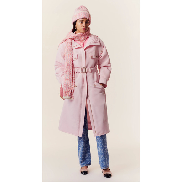 Chanel 23B Runway Dark Blue Denim White CC Printed Logo Sequin Skinny Jeans 42 - Picture 2 of 12